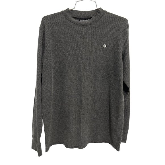 Y2K Southpole Shirt Size Medium Crewneck Long Sleeve Waffle Knit Pullover Gray - Picture 1 of 6
